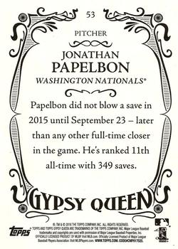 2016 Topps Gypsy Queen #53 Jonathan Papelbon Back