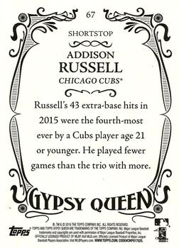 2016 Topps Gypsy Queen #67 Addison Russell Back