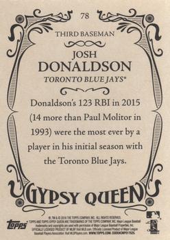 2016 Topps Gypsy Queen #78 Josh Donaldson Back