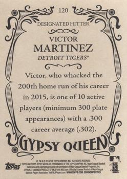 2016 Topps Gypsy Queen #120 Victor Martinez Back