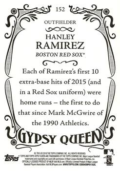 2016 Topps Gypsy Queen #152 Hanley Ramirez Back