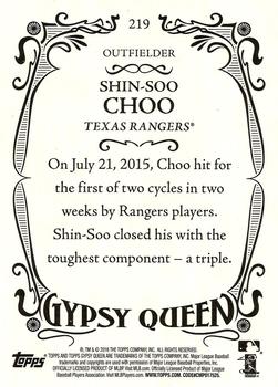 2016 Topps Gypsy Queen #219 Shin-Soo Choo Back