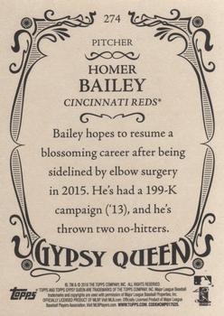 2016 Topps Gypsy Queen #274 Homer Bailey Back