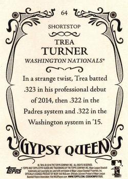 2016 Topps Gypsy Queen #64 Trea Turner Back