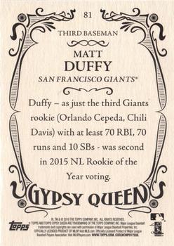 2016 Topps Gypsy Queen #81 Matt Duffy Back