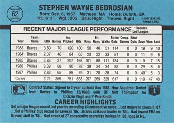 1988 Donruss #62 Steve Bedrosian Back