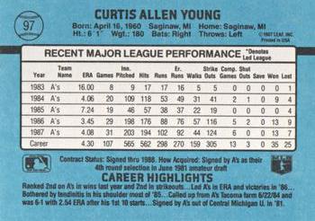 1988 Donruss #97 Curt Young Back