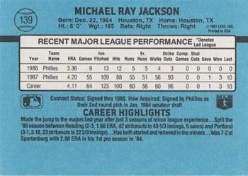 1988 Donruss #139 Mike Jackson Back