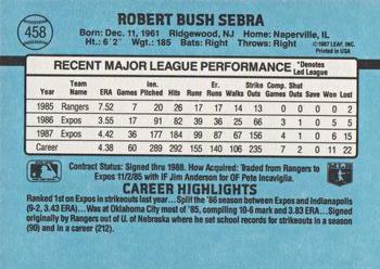 1988 Donruss #458 Bob Sebra Back