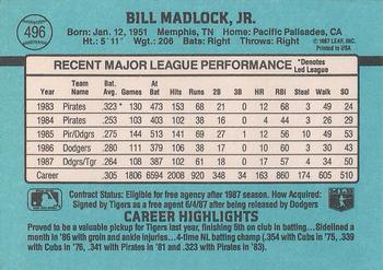 1988 Donruss #496 Bill Madlock Back