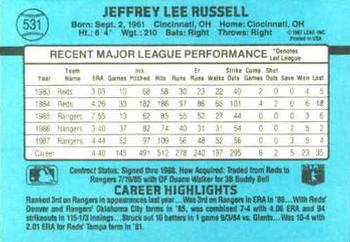 1988 Donruss #531 Jeff Russell Back