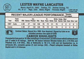 1988 Donruss #561 Lester Lancaster Back