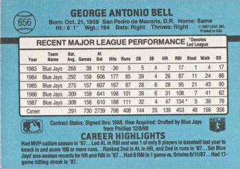 1988 Donruss #656 George Bell Back
