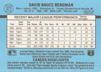 1988 Donruss #373 Dave Bergman Back