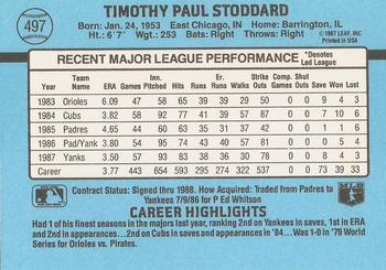 1988 Donruss #497 Tim Stoddard Back