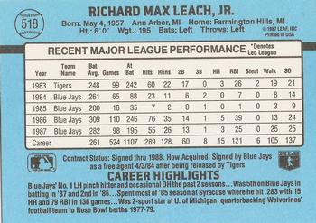 1988 Donruss #518 Rick Leach Back