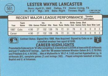 1988 Donruss #561 Lester Lancaster Back