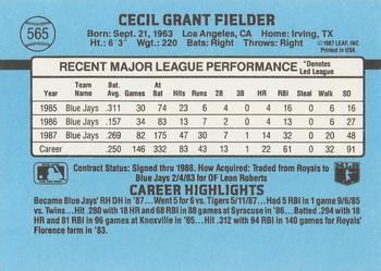 1988 Donruss #565 Cecil Fielder Back