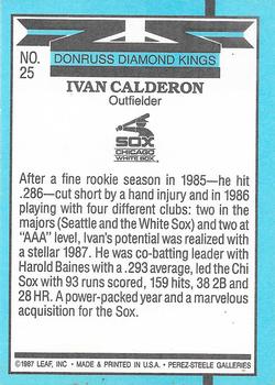 1988 Donruss #25 Ivan Calderon Back