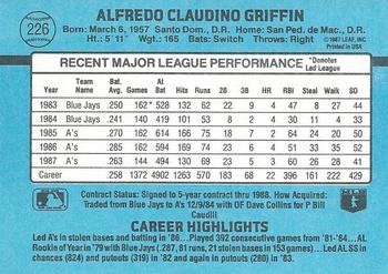 1988 Donruss #226 Alfredo Griffin Back