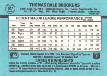 1988 Donruss #107 Tom Brookens Back