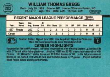 1988 Donruss #203 Tommy Gregg Back