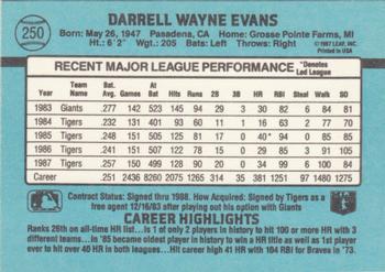 1988 Donruss #250 Darrell Evans Back