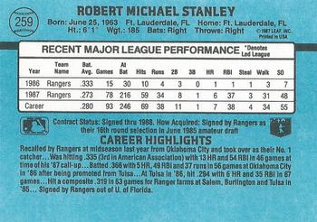 1988 Donruss #259 Mike Stanley Back