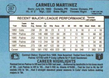 1988 Donruss #287 Carmelo Martinez Back