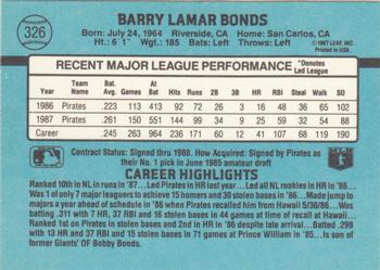 1988 Donruss #326 Barry Bonds Back
