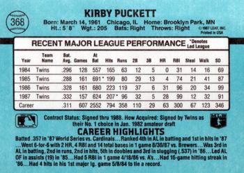 1988 Donruss #368 Kirby Puckett Back