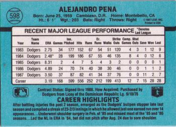 1988 Donruss #598 Alejandro Pena Back