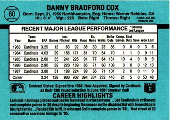 1988 Donruss #60 Danny Cox Back