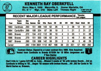 1988 Donruss #67 Ken Oberkfell Back