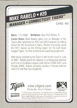 2014 Choice Connecticut Tigers #01 Mike Rabelo Back