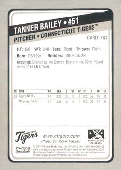 2014 Choice Connecticut Tigers #04 Tanner Bailey Back