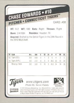 2014 Choice Connecticut Tigers #08 Chase Edwards Back