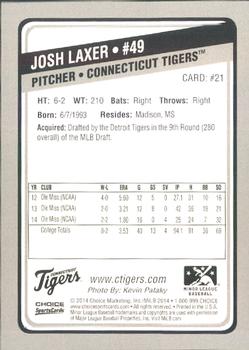 2014 Choice Connecticut Tigers #21 Josh Laxer Back