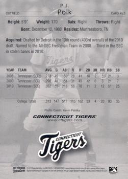 2010 Choice Connecticut Tigers #25 P.J. Polk Back