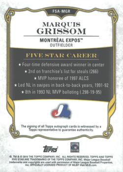2015 Topps Five Star - Gold #FSA-MGR Marquis Grissom Back