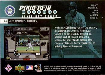 1999 Upper Deck PowerDeck - Powerful Moments Auxiliary Power #P6 Alex Rodriguez  Back