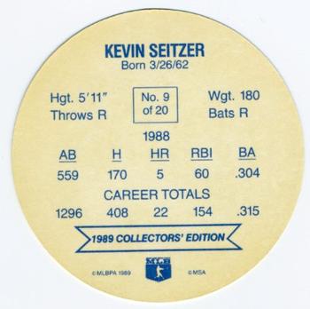 1989 Holsum Discs #9 Kevin Seitzer Back