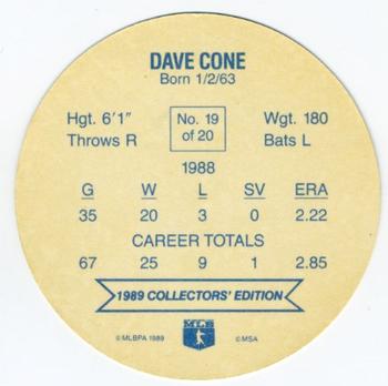 1989 Holsum Discs #19 David Cone Back