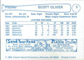 1985 Cramer Edmonton Trappers #5 Scott Oliver Back