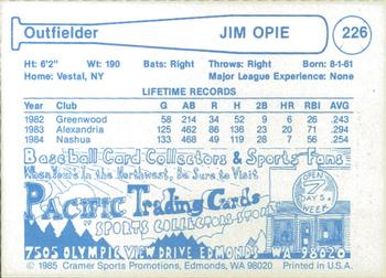 1985 Cramer Hawaii Islanders #226 Jim Opie Back