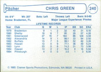 1985 Cramer Hawaii Islanders #240 Chris Green Back