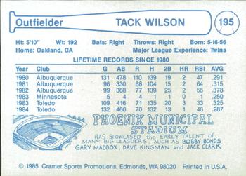 1985 Cramer Phoenix Giants #195 Tack Wilson Back
