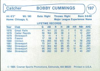 1985 Cramer Phoenix Giants #197 Bobby Cummings Back