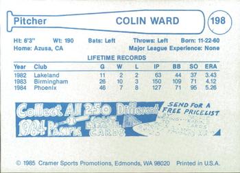 1985 Cramer Phoenix Giants #198 Colin Ward Back