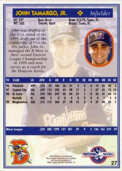 2000 Blueline Q-Cards Binghamton Mets #27 John Tamargo Jr. Back
